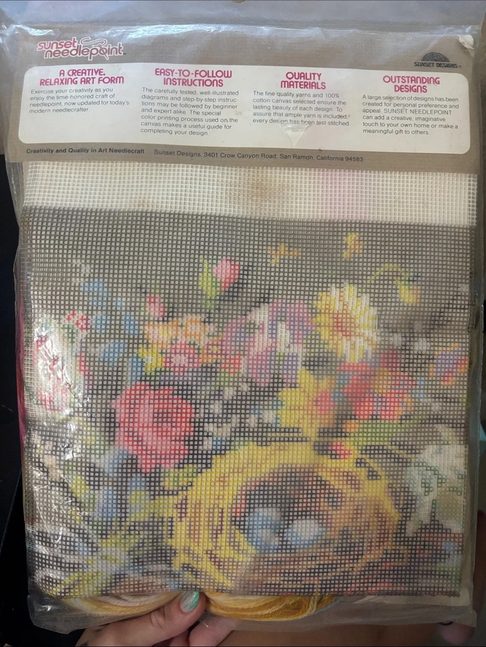 Sunset Needlepoint Floral Nest Tapestry - Multicolor